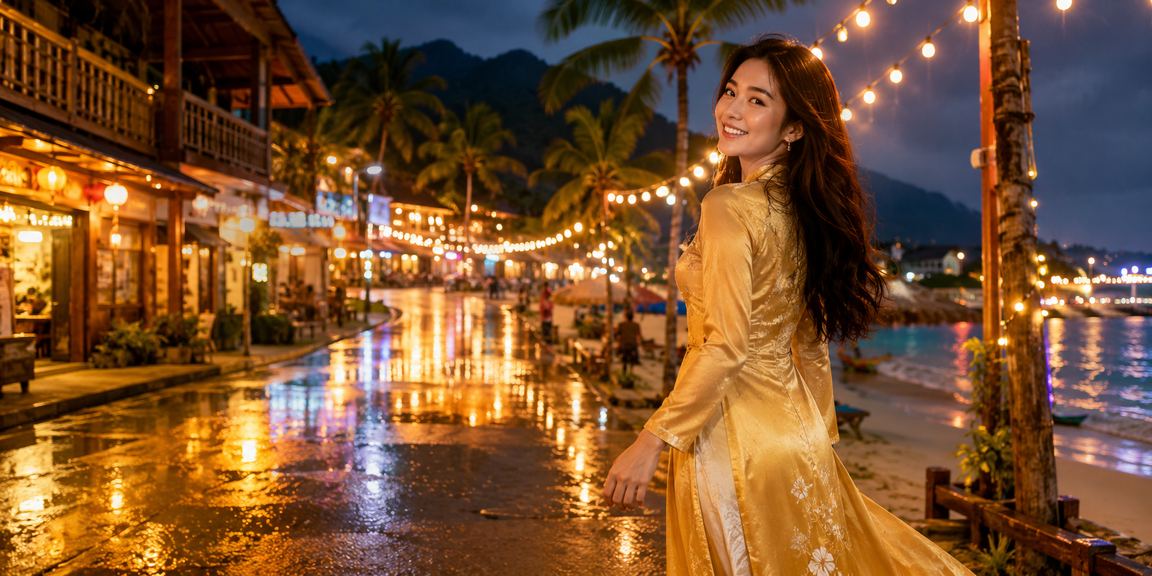 Cảnh chơi slot game tại Sapa trong trang phục áo dài truyền thống